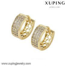 93092 Ювелирные изделия Xuping, 2017 серьги-кольца для оптовых продаж, простая форма с 14-каратными золотыми серьгами для женщин